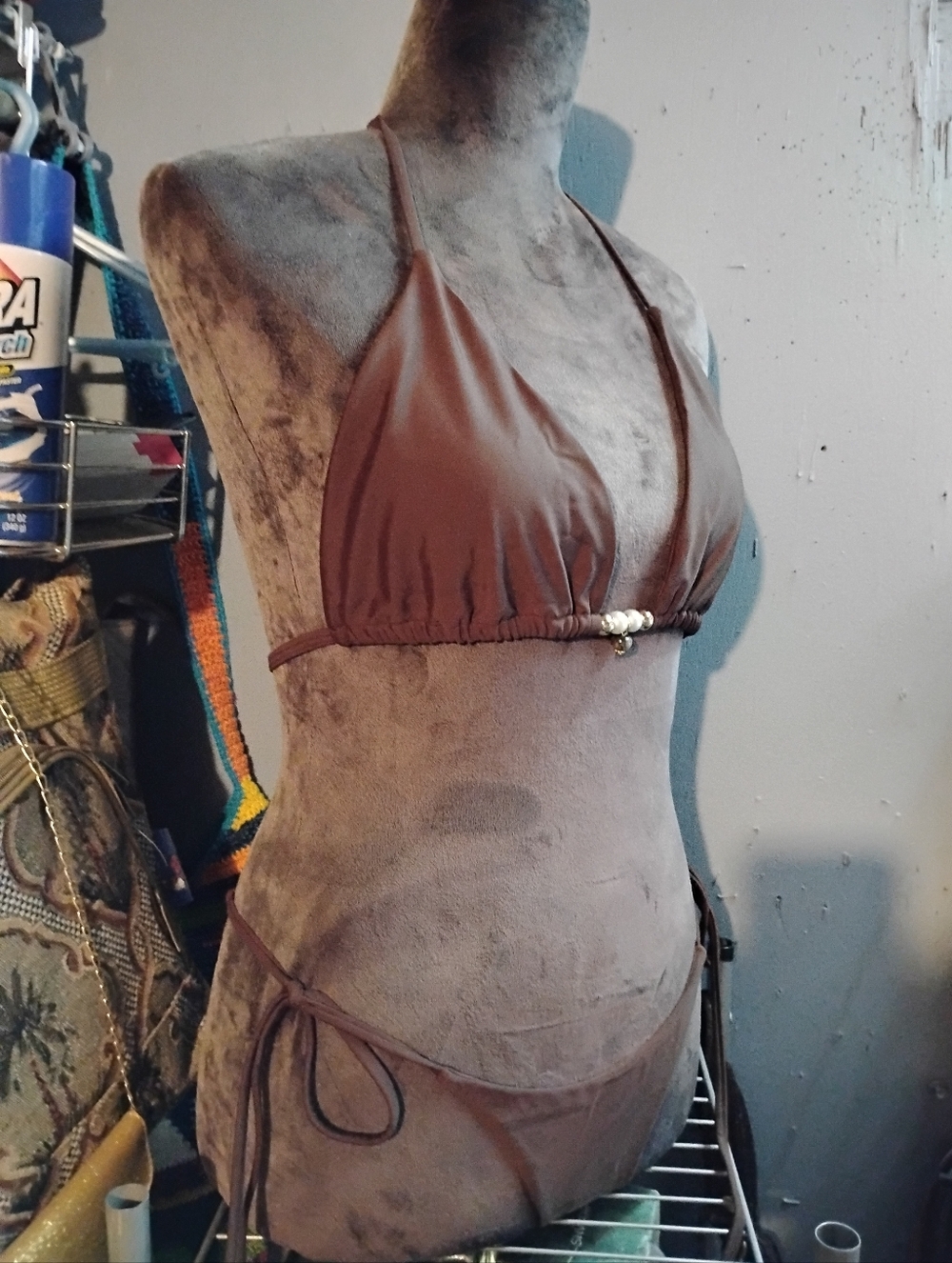 "SYN" SWIMWEAR! BIKINI'S!!! BROWN WITH GOLD "S" & GOLD ,PEARL,sizes xs,s,l,m,2xl - Picture 2 of 6
